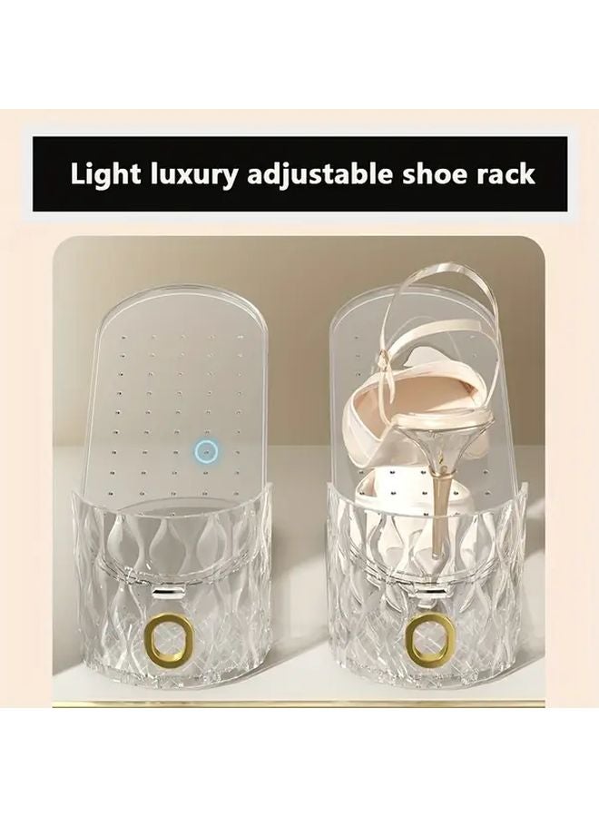 Amber Red 15 Pcs Adjustable Double Layer Shoe Rack Space Saving Floor Organizer - Image 5